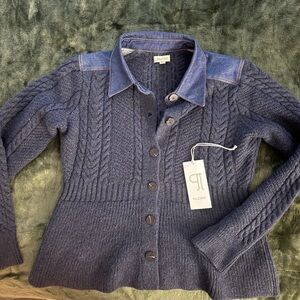 Pilcro Women's Navy Cable Knit Cardigan